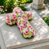 Croix funéraire fleurie rose et blanche — Croix du Souvenir, fleurs de deuil livrées à Paris